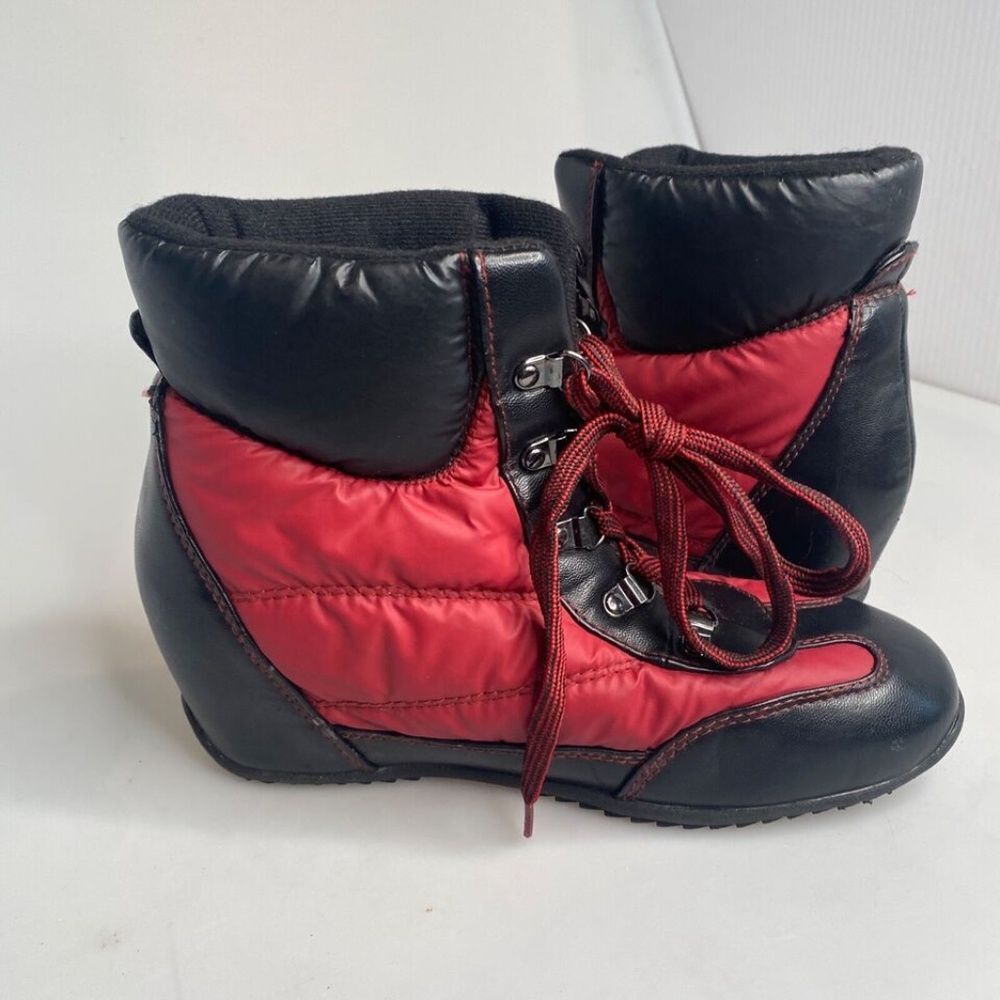Sporto Sheila 8.5 Quilted Maroon Red Black Water Repellant Lace Up Ankle Boots - Picture 14 of 16